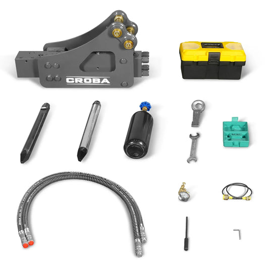 Hydraulic Breaker Hammer for Mini Compact Excavator MEC17, MEC17PRO, 360 J Impact Energy, 700-1200 Bpm (SKU: 150533; 150534)