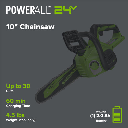 Greenworks CS24B210 Cordless Chainsaw 25.4cm 24V