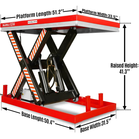 4400lbs Capacity Stationary Powered Hydraulic Lift Table, 51.2" x 33.5" Platform, 41.3" Lift Height, UL Certified Motor, ELT44
