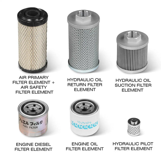 ( 1 Pack / 6 Pcs ) Filter Element Set for Mini Compact Excavator MEC17,MEC17PRO (SKU: 150533, 150534)