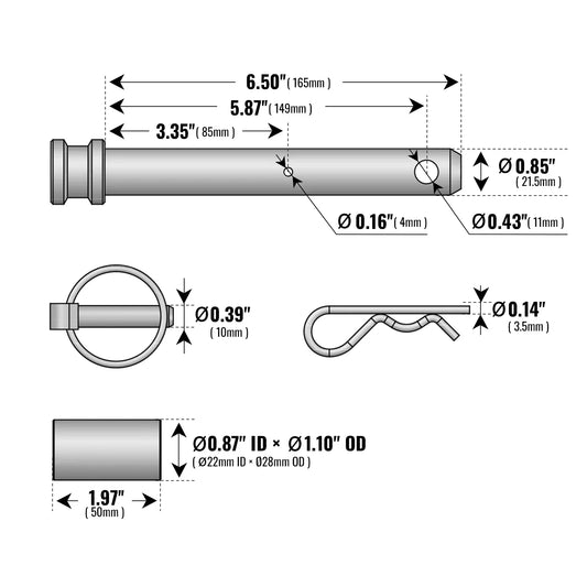 ( 1 Pack / 2 Sets ) Backhoe Lower Link Pin Set (for SKU: 150162, 150163, 150164, 201162, 201163, 201164)