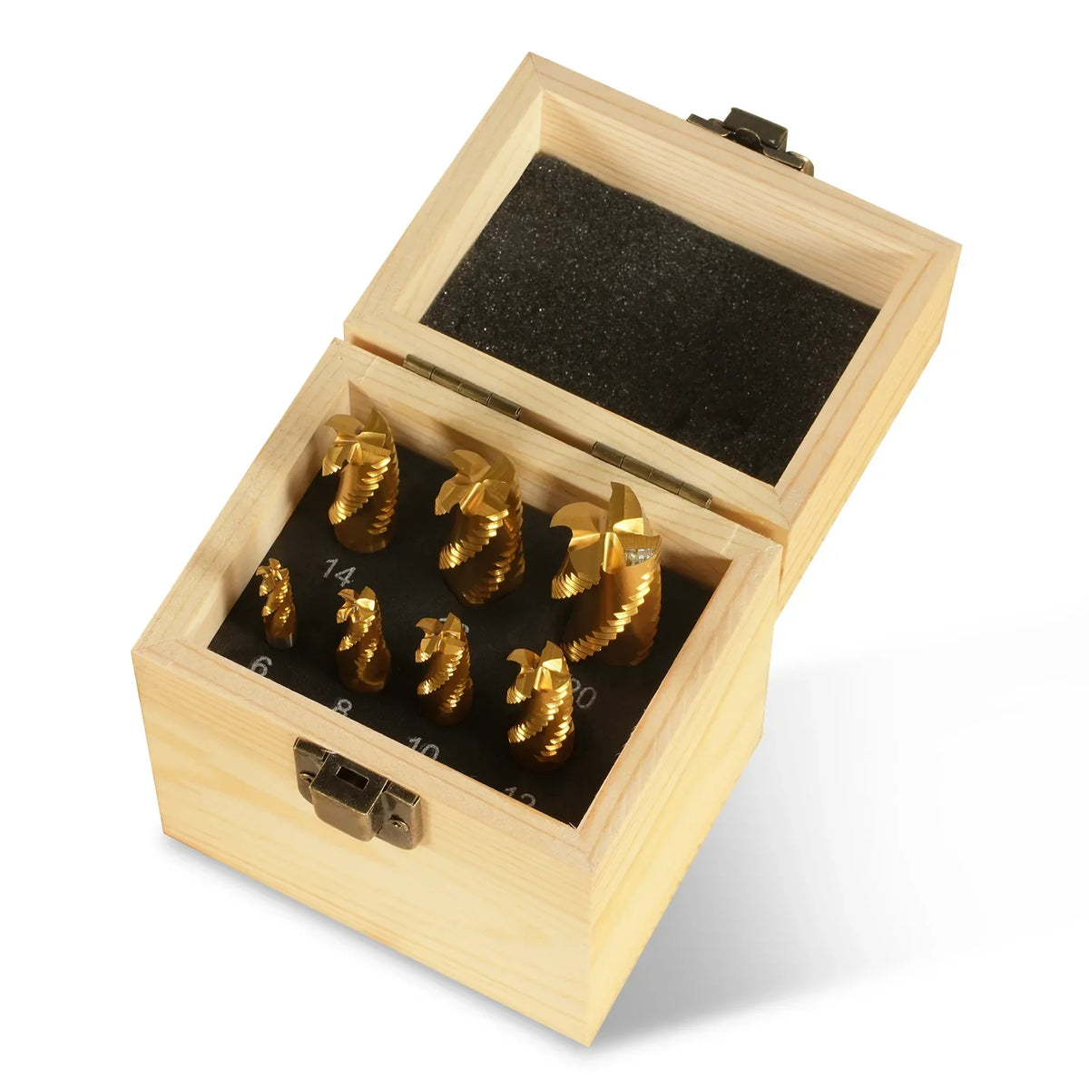7PCS HSS END MILLS SET for SKU: 500200 | Model: VM18L SKU: 500201 | Model: VM18LD SKU: 500202 | Model: VM25L SKU: 500203 | Model: VM25LD SKU: 500204 | Model: VM32L SKU: 500205 | Model: VM32LD