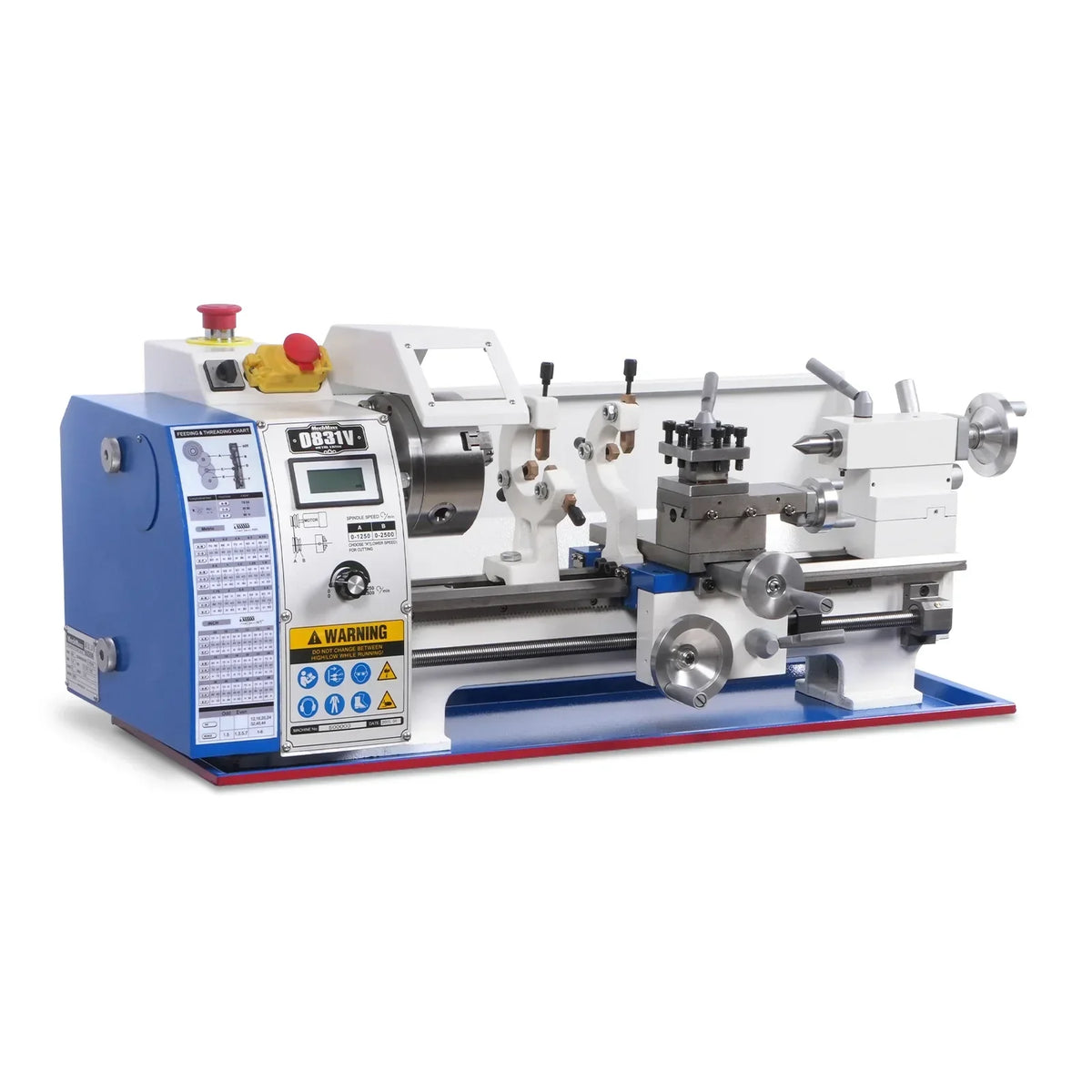 1.5‘’ Spindle Bore Metal Lathe Machine 8'' x 16'' High Precision Brushless Motor Mini 1.5HP Benchtop 0-2500 RPM Variable Speed Metal Working Machine
