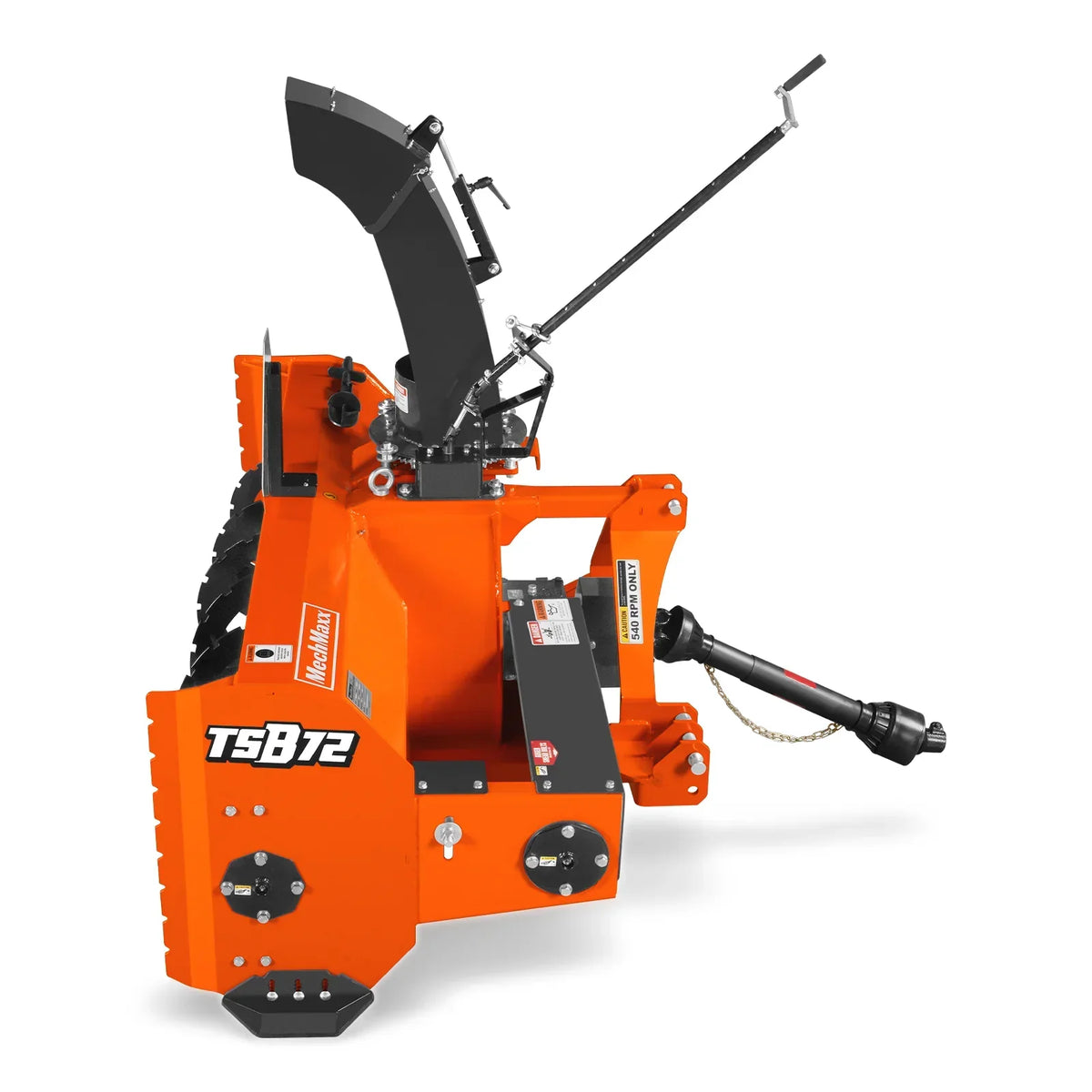 72" 3 Point PTO Snow Blower 24" Impeller Diameter 360° Snow Chute (PTO Shaft Included with Slip Clutch), 25-65 HP, TSB72T