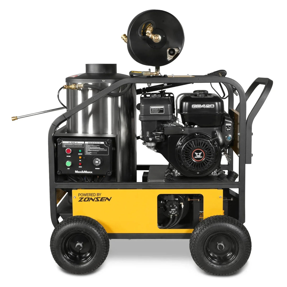 4000 PSI 4 GPM ZONSEN E-Start Engine Hot Water Pressure Washer with Hose Reel, HPW40D