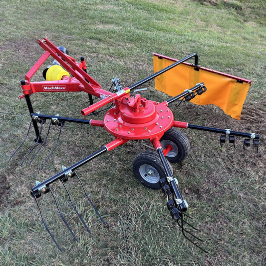 100" Mechmaxx 3-Point Hitch 6 Rotary Pull-Type Hay Rake Tedder , 15-50Hp , HT100