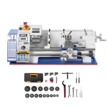 1.5‘’ Spindle Bore Metal Lathe Machine 8'' x 16'' High Precision Brushless Motor Mini 1.5HP Benchtop 0-2500 RPM Variable Speed Metal Working Machine
