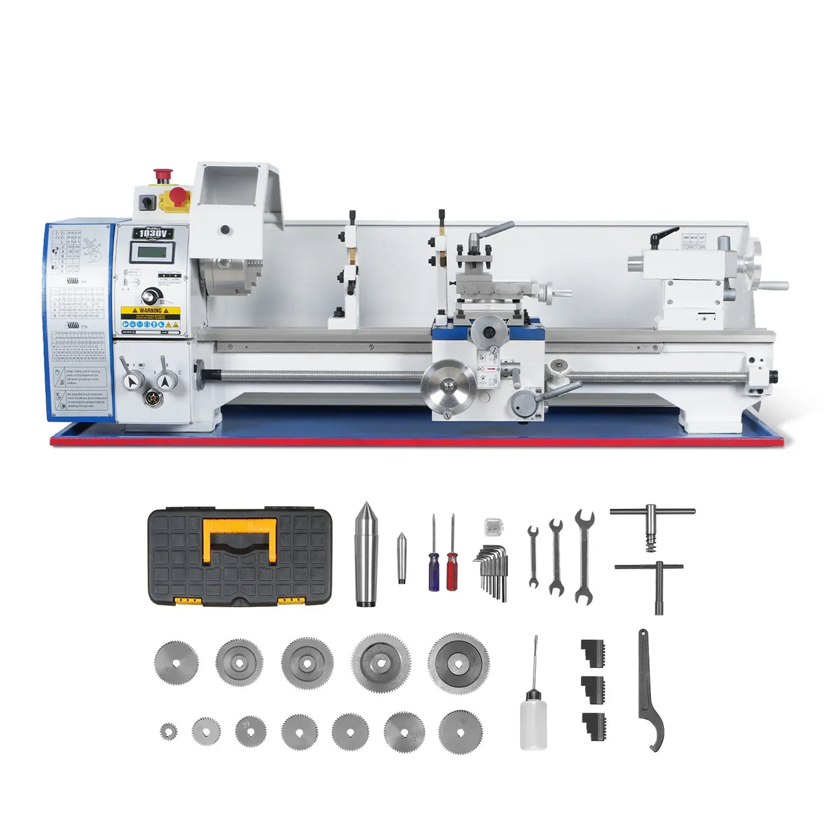 1.5‘’ Spindle Bore Metal Lathe Machine 10'' x 30'' High Precision Brushless Motor Benchtop 0-2000 RPM  Variable Speed Metal Working Machine 1.5HP Small Lathe without Stand 1030V