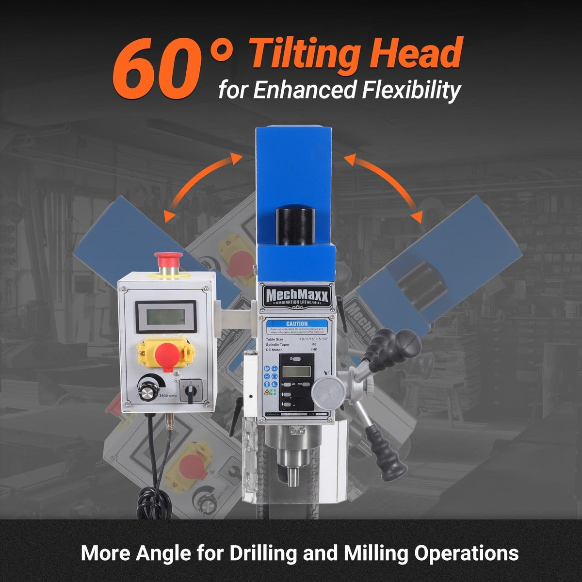 1.5 HP 10'' x 30'' Combination Lathe Milling Drilling Machine, 1.5'' Spindle Bore, 0-2000 RPM Variable Speed, High Precision Benchtop Lathe for Metalworking – Without Stand 1030VC