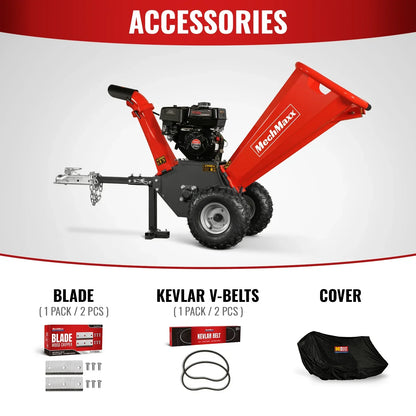 4 inch DUCAR 212cc 7hp Gas Engine Powered Wood Chipper with Towbar,  GS650