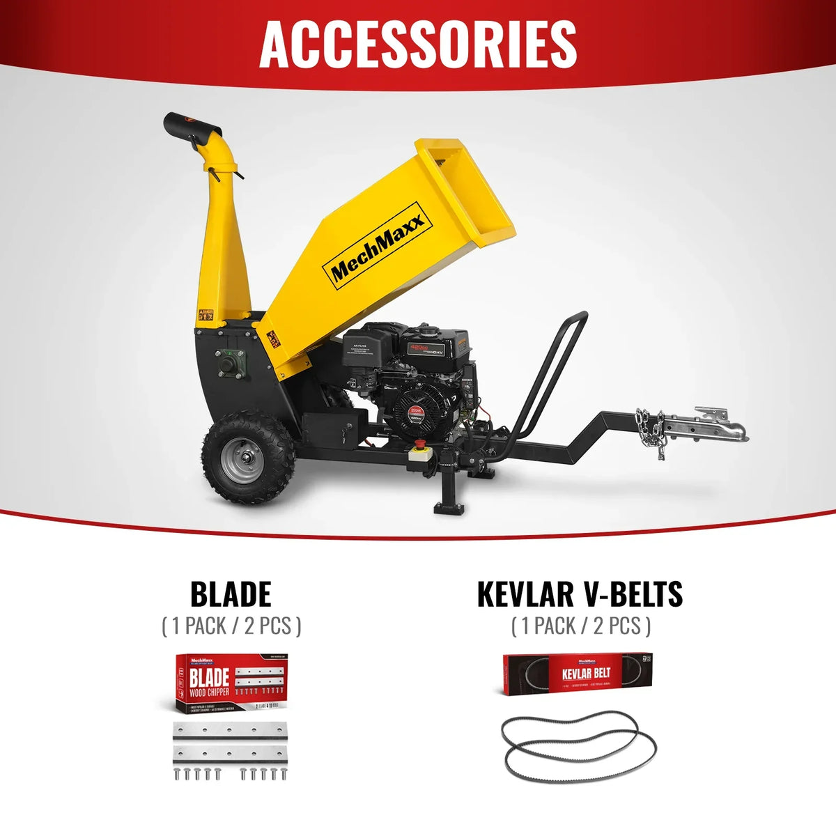 5 inch E-start DUCAR 420cc 15hp Gasoline Engine Powered Drum Wood Chipper with Towbar ,  PGS1500