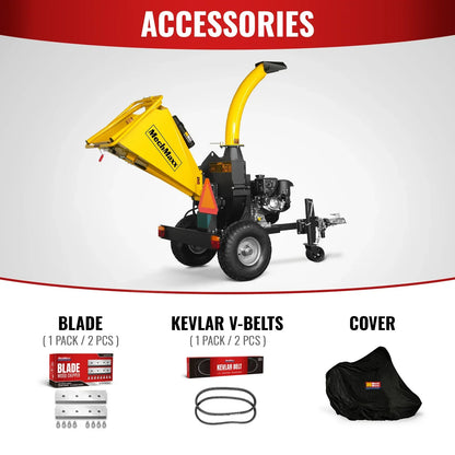 5 inch E-Start KOHLER 429cc 14hp Gasoline Engine Powered Disc Wood Chipper with Taillight ,  P4205
