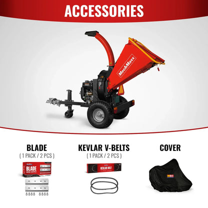 5 inch E-start DUCAR 420cc 15hp Gasoline Engine Powered Disc Wood Chipper with Taillight ,  P4205