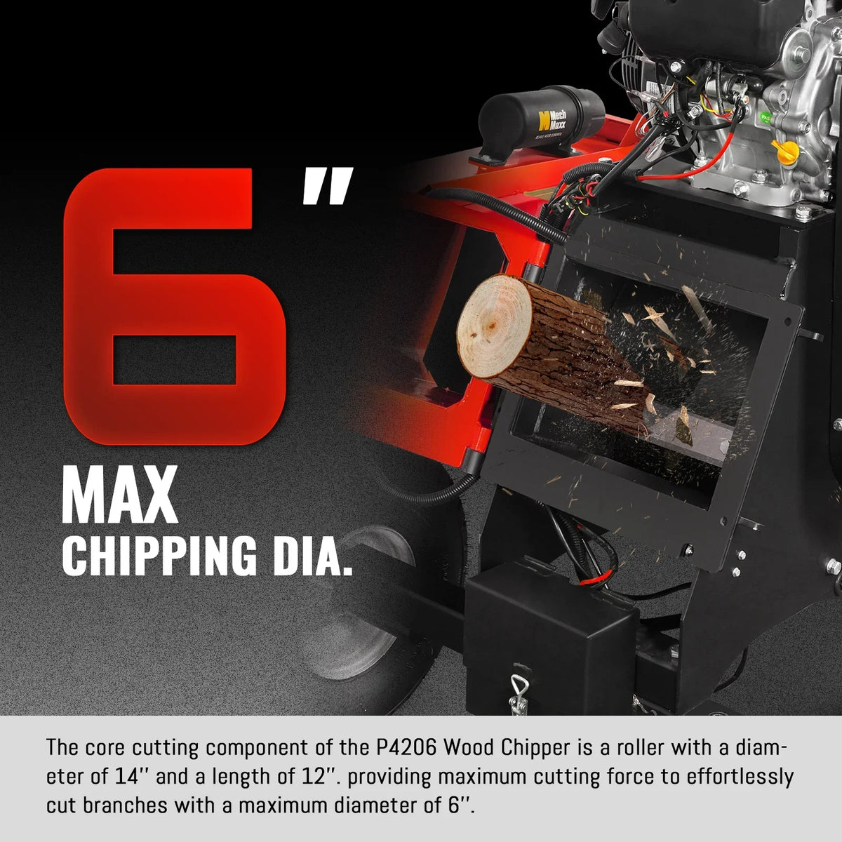 6 inch E-start ZONSEN 420cc 15hp Gasoline Engine Powered Drum Wood Chipper ,  P4206