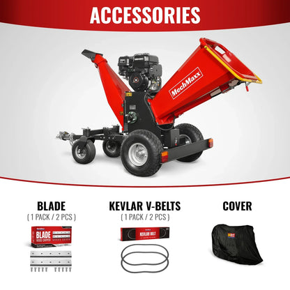 6 inch ZONSEN E-Start 420cc 15hp Gas Powered 4 - Wheel Drum Wood Chipper with Taillight ,  B150
