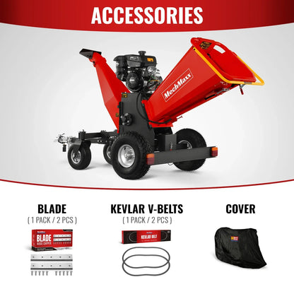 6 inch KOHLER E-Start 429cc 14HP Gas Powered 4 - Wheel Drum Wood Chipper with Taillight ,  B150