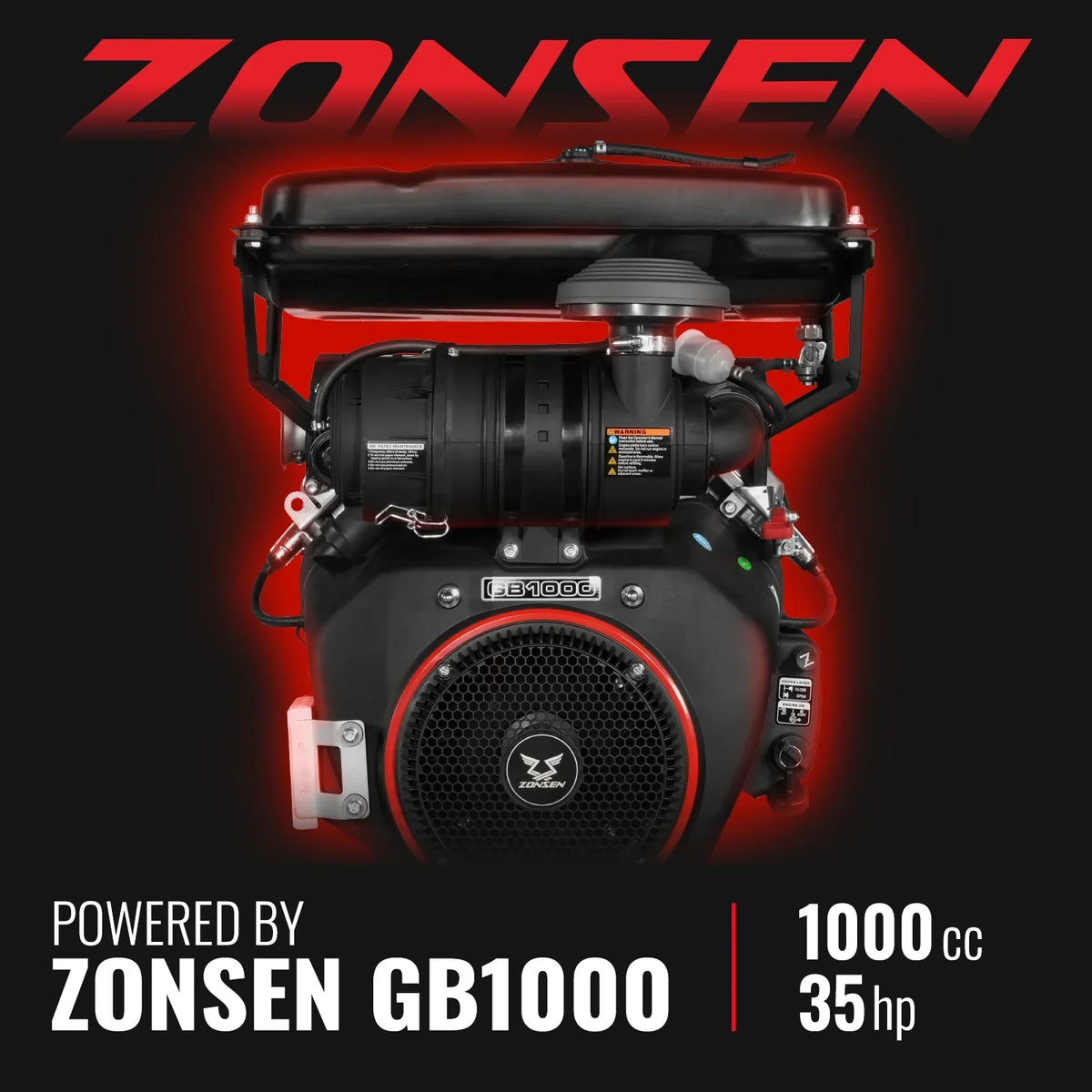 8 inch ZONSEN E-Start 1000cc 35hp Gas Powered 4 - Wheel Drum Wood Chipper with Taillight ,  B200