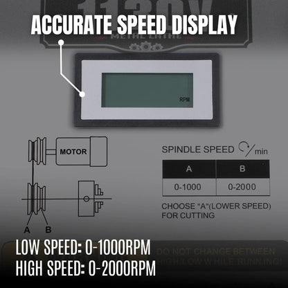 Metal Lathe Machine 11'' x 30'' High Precision Benchtop Brushless Motor 0-2000 RPM Variable Speed Metal Working Machine 2HP Small Lathe without Stand 1130V