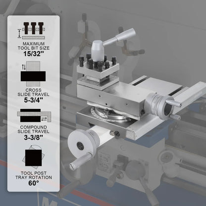 Metal Lathe Machine 11'' x 30'' High Precision Benchtop Brushless Motor 0-2000 RPM Variable Speed Metal Working Machine 2HP Small Lathe without Stand 1130V