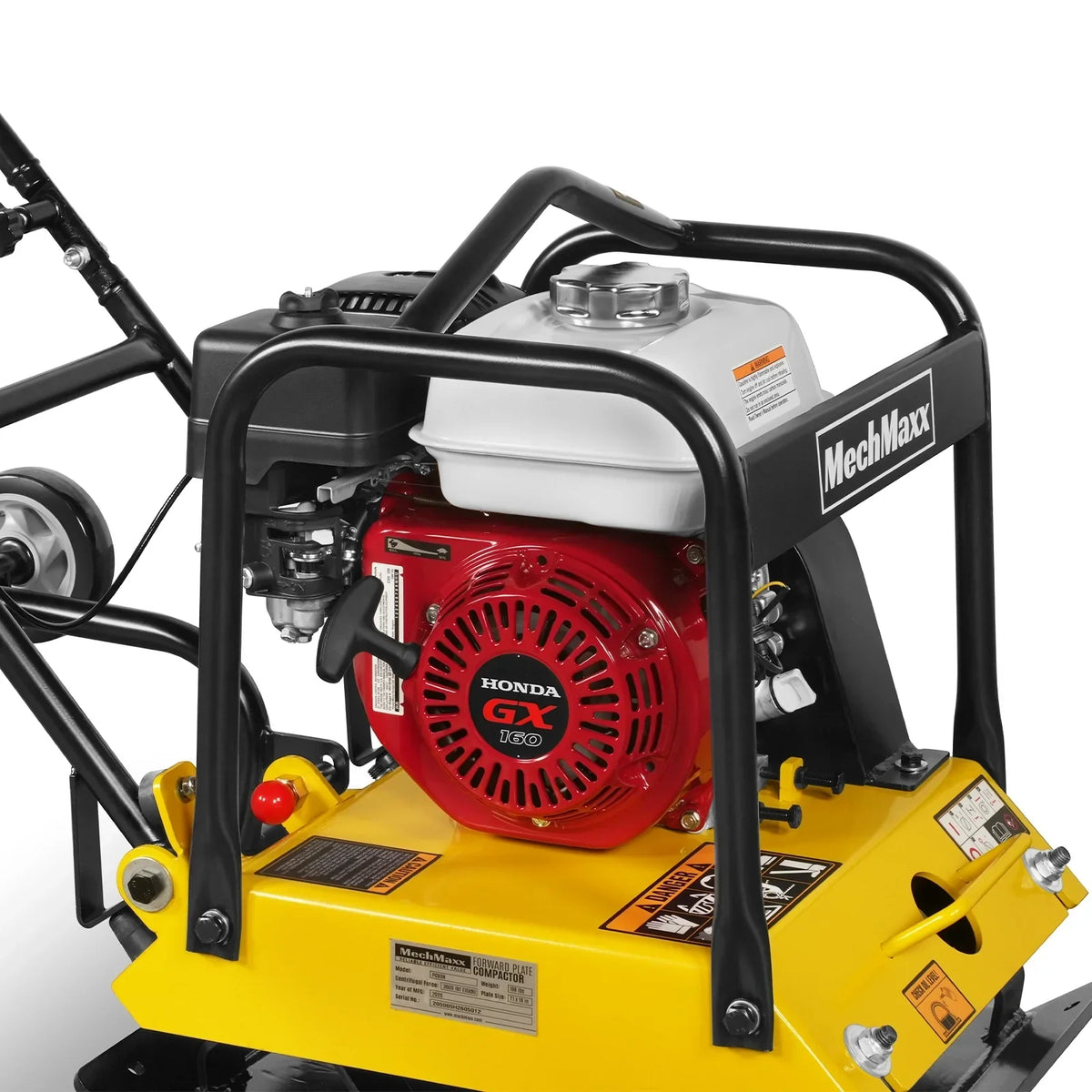 Honda GX160 Vibratory Plate Compactor with Wheel Kit, 3600 lb Centrifugal Force for Soil, Gravel, Asphalt and Paver Base, PC90H