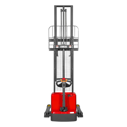 3300lbs Electric Straddle Stacker,  138" Lift,  Adjustable Legs & Forks,  F33-138SLA