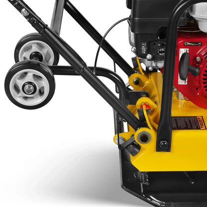 Honda GX160 Vibratory Plate Compactor with Wheel Kit, 3600 lb Centrifugal Force for Soil, Gravel, Asphalt and Paver Base, PC90H
