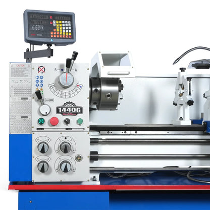 Industrial Metal Lathe Machine with DRO 14' x 40'' High Precision 84-1850 RPM  Variable Speed Metal Working Machine 2HP Small Lathe with Stand 1440G