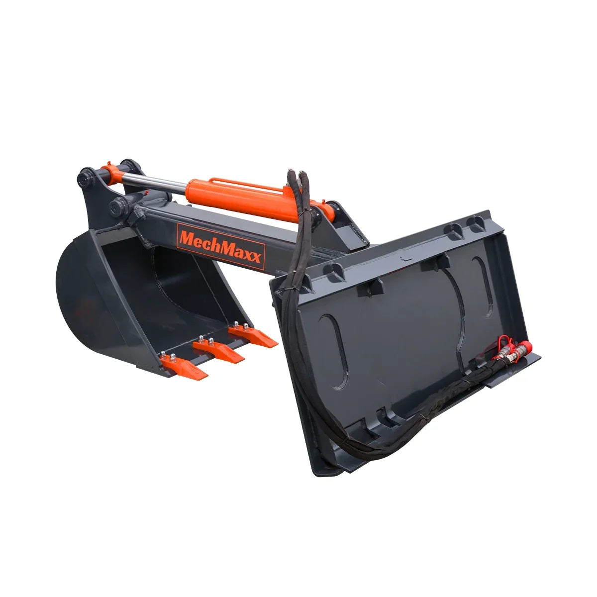 MechMaxx Skid Steer Backhoe Attachment, 18in Bucket Included, 59in Digging Depth