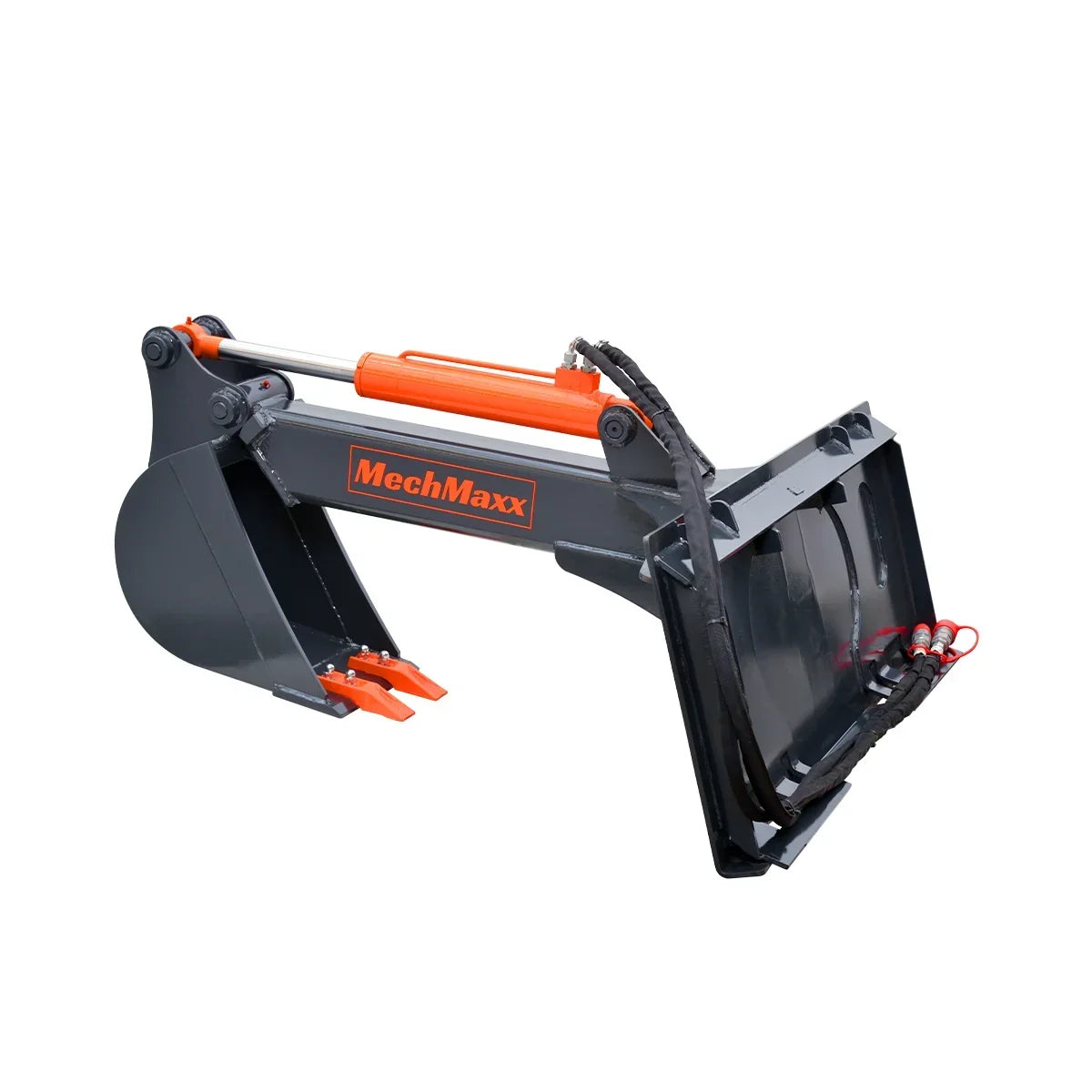 MechMaxx Skid Steer Backhoe Attachment, 12in Bucket Included, 59in Digging Depth