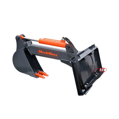 MechMaxx Skid Steer Backhoe Attachment, 12in Bucket Included, 59in Digging Depth