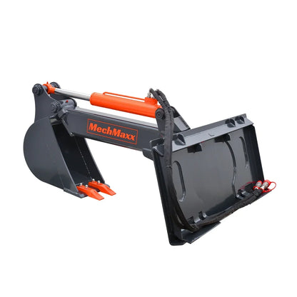 MechMaxx Skid Steer Backhoe Attachment, 12in Bucket Included, 59in Digging Depth