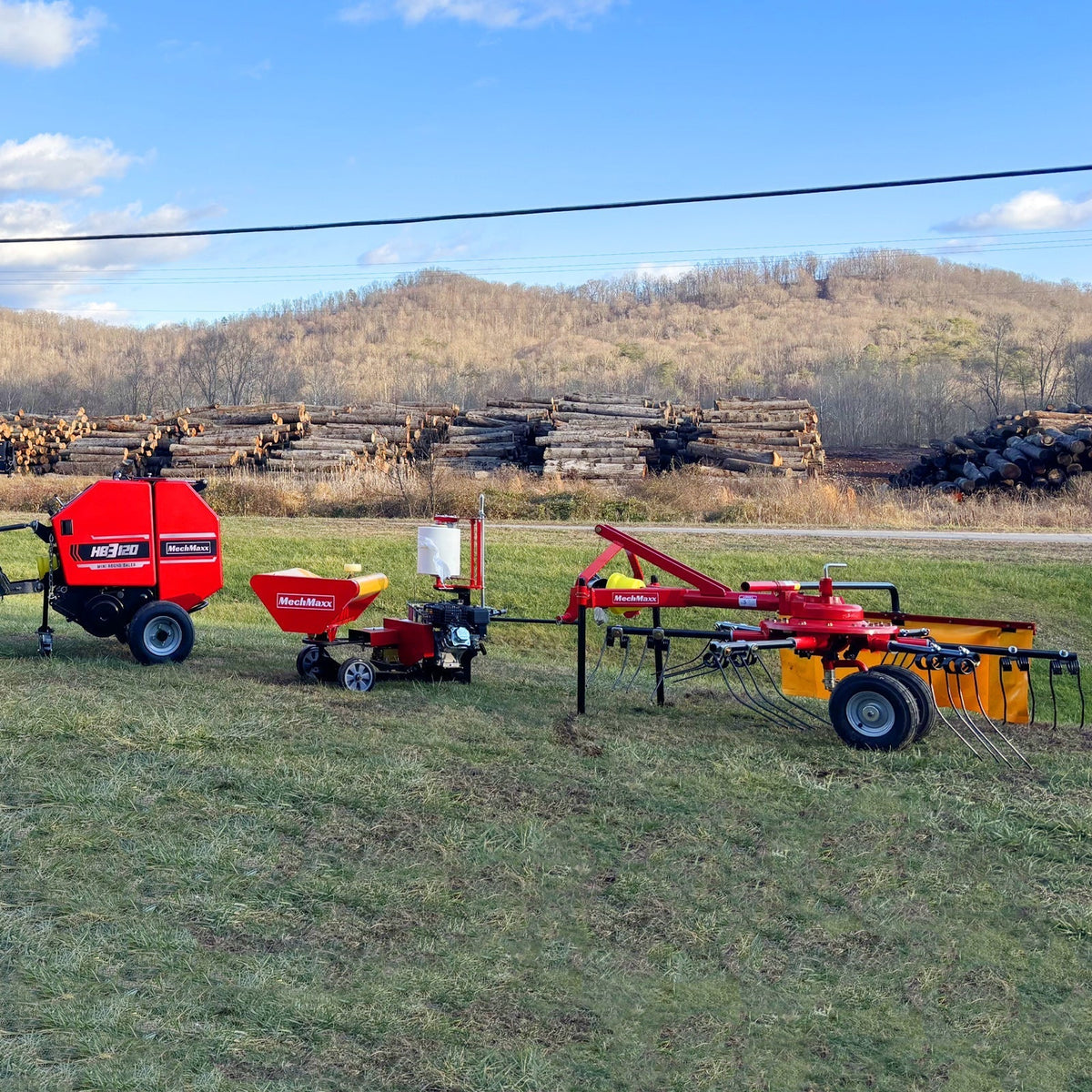 Hay Baler & Hay Wrapper & Hay Rake Tedder  Bundle,  HB3120,  HW20,  HT100