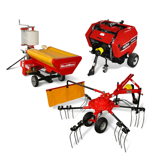 Hay Baler & Hay Wrapper & Hay Rake Tedder  Bundle,  HB3120,  HW20,  HT100