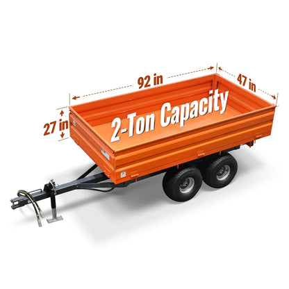 3-Point PTO Stump Grinder & 2-Ton Heavy-Duty Dump Trailer Bundle, SG24 & DT4X8