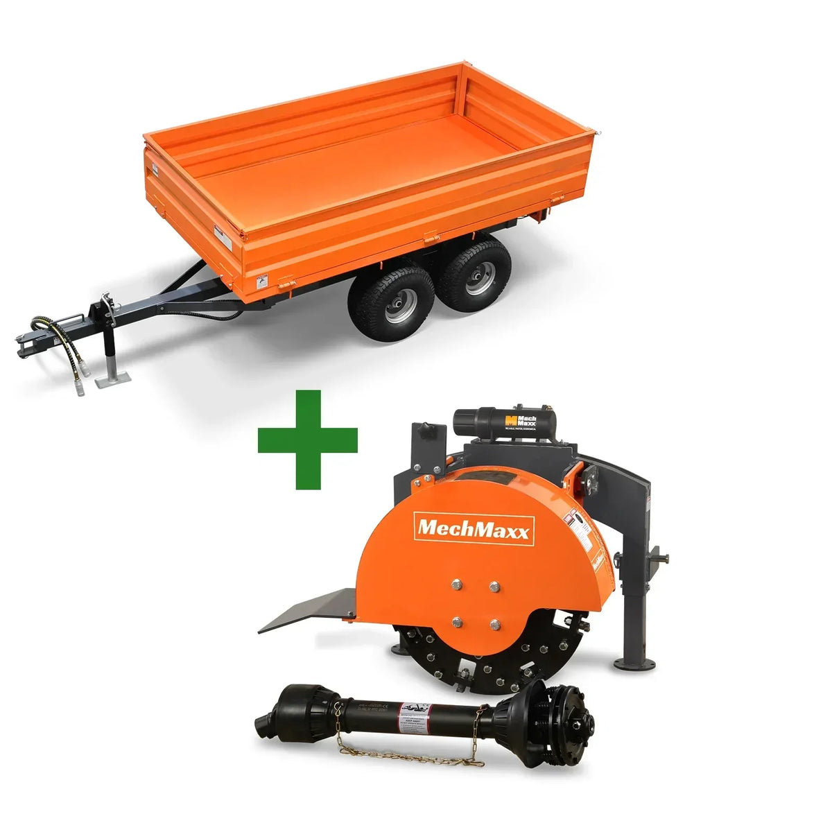 3-Point PTO Stump Grinder & 2-Ton Heavy-Duty Dump Trailer Bundle, SG24 & DT4X8