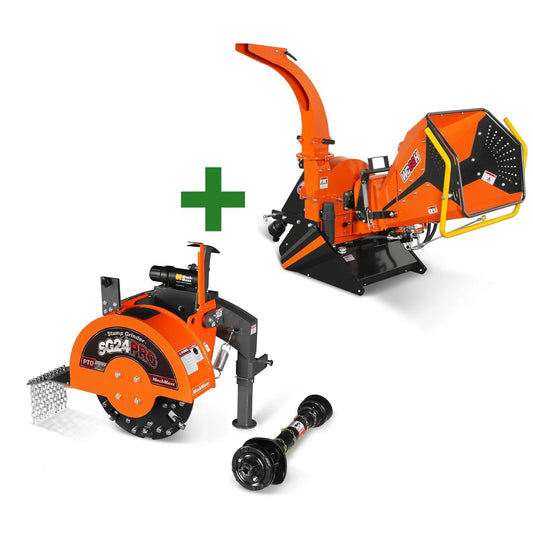 3-Point PTO Stump Grinder & 6",  3 Point Hydraulic PTO Wood Chipper Bundle, SG24PRO & WC68H