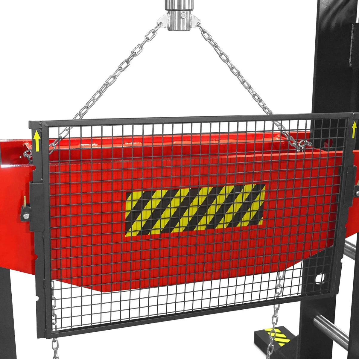 150 Ton H-Frame Electric Hydraulic Shop Press with Double-Acting Cylinder & Chain-Driven Table Lift,  110V Motor,  Fully Welded Steel Frame,  Safety Guard,  HSP150E