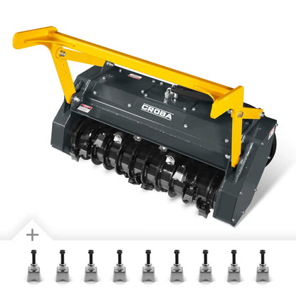37"Mini Skid Steer Drum Forestry Brush Mulcher Attachment,  Hydraulic Flow Range 11 To 16 GPM, MCH37
