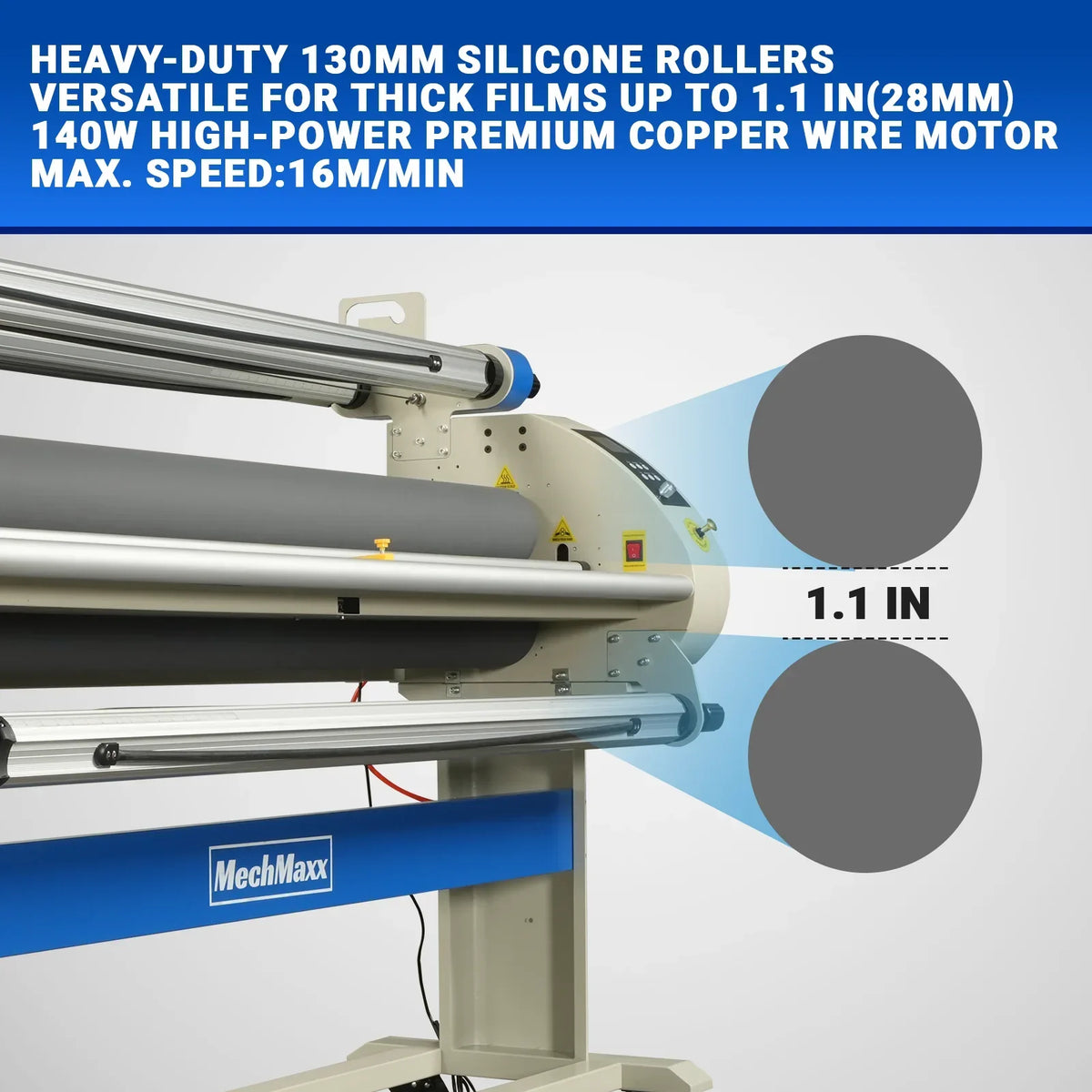 67" Wide Format Full Auto Cold & Heat Assisted Pneumatic Laminator Machine with 4 Trimmers, Max Speed 52.5 ft/min, 63" Max Laminating Width, 1.1" Max Thickness, Infrared Heating, Digital Control (Requires Air Compressor, Not Included)-1700-A3