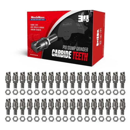 (1 Pack / 34 Pcs) Teeth and Nuts for Stump Grinder SG24; SG24PRO; SG28; SG30PRO; SG61, (SKU: 150151;150151G;150181;150181G;150182;150182G;150183;150183G;150501; 150602)