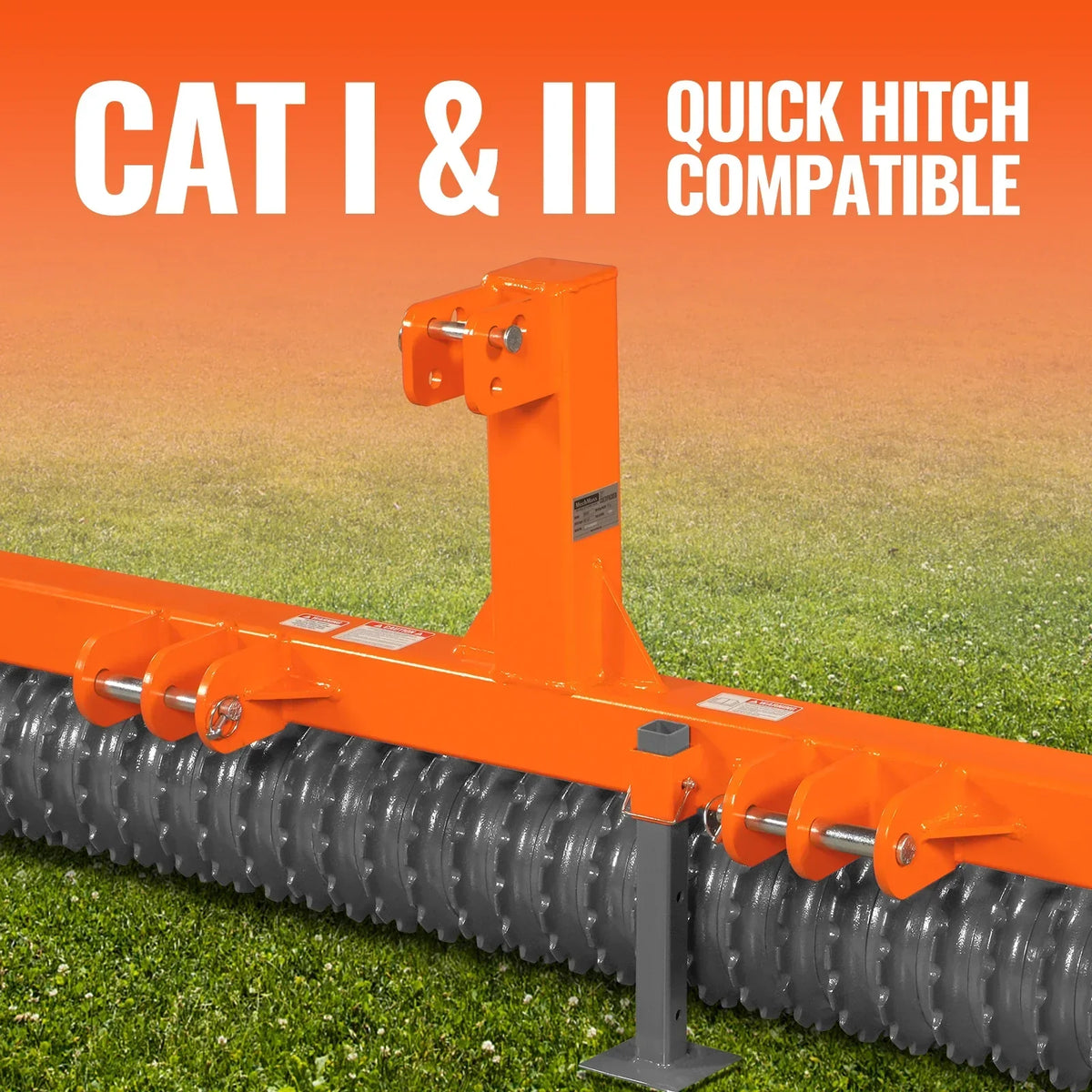 72" Cultipacker with 32 Ductile Iron Wheels,  Scraper Bar Included,  Category 1 and 2,  3 Point Hitch Tractor Attachment,  TCP1072