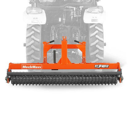 72" Cultipacker with 32 Ductile Iron Wheels,  Scraper Bar Included,  Category 1 and 2,  3 Point Hitch Tractor Attachment,  TCP1072