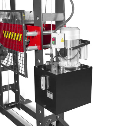 75 Ton H-Frame Electric Hydraulic Shop Press with Hand Winch, 110V Motor, Fully Welded Steel Frame, Safety Guard, HSP75E