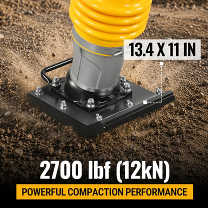 6.5 HP Tamping Rammer with Wheel Kit, 2700 lb Impact Force Jumping Jack Tamper Compactor for Soil, Gravel, Backfill and Foundation, TR90L