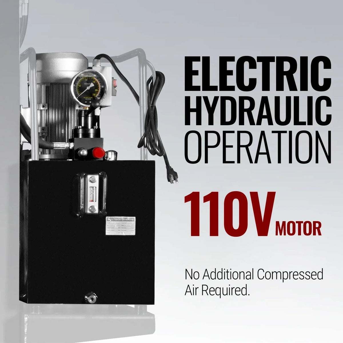 150 Ton H-Frame Electric Hydraulic Shop Press with Double-Acting Cylinder & Chain-Driven Table Lift,  110V Motor,  Fully Welded Steel Frame,  Safety Guard,  HSP150E