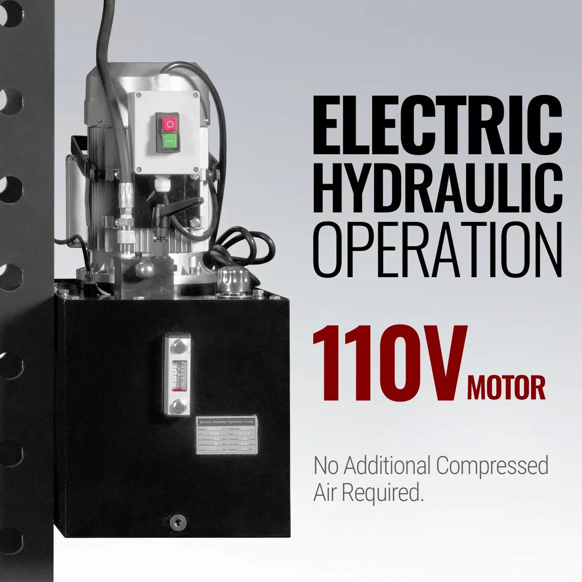 75 Ton H-Frame Electric Hydraulic Shop Press with Hand Winch, 110V Motor, Fully Welded Steel Frame, Safety Guard, HSP75E