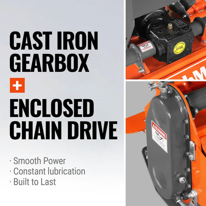 45 in Rotary Tiller,  3 Point Hitch Cat.1,  Chain Drive,  PTO Shaft Included with Shear Bolt,  15-35 HP,  LRT45