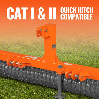 60" Cultipacker with 26 Ductile Iron Wheels,  Scraper Bar Included,  Category 1 and 2,  3 Point Hitch Tractor Attachment,  TCP1060