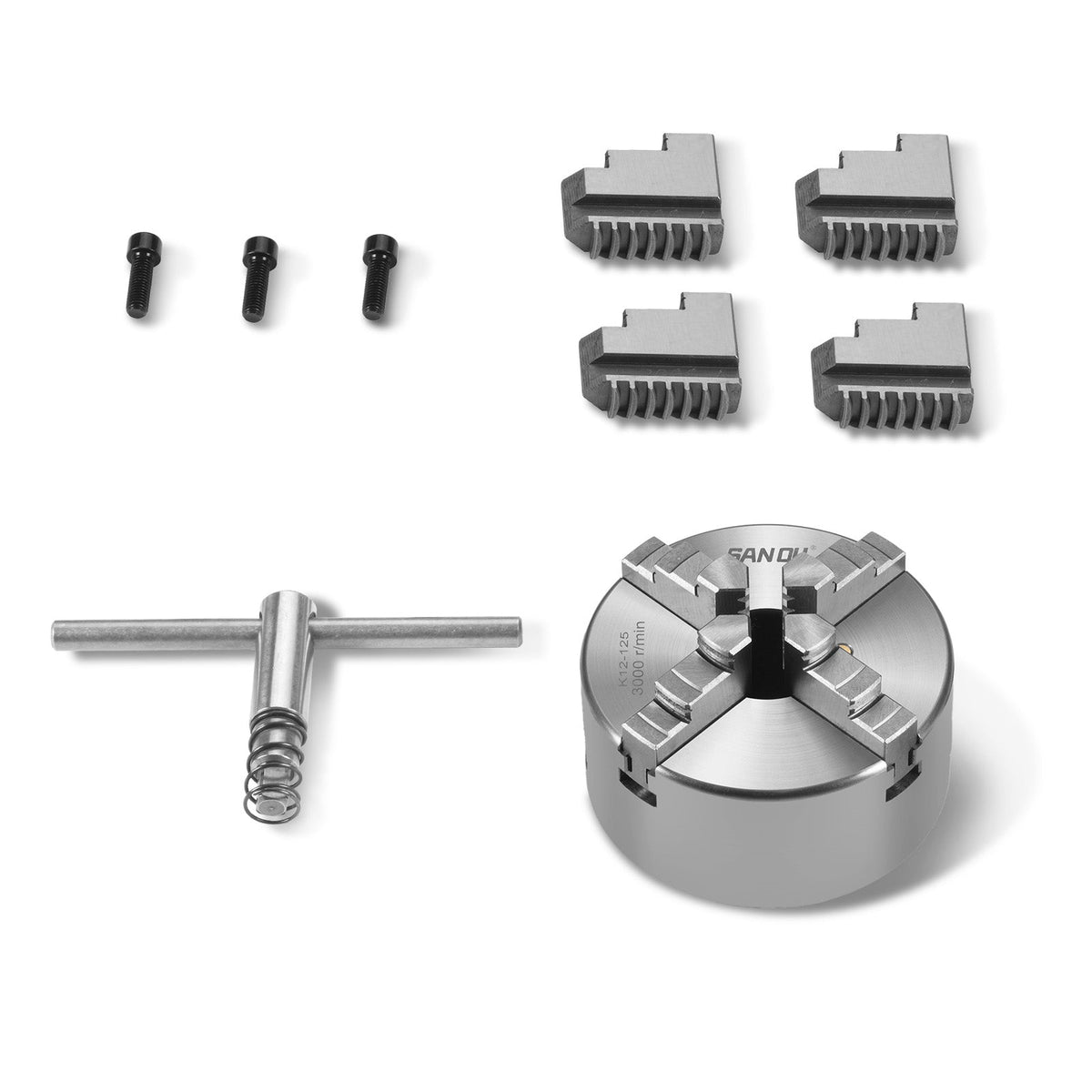 5 in 4 Jaw Lathe Chuck K12-125mm for Metal Lathe Machine  SKU: 500005 | Model: 1030V  SKU: 500006 | Model: 1130VD SKU: 500014 | Model: 1022V SKU: 500015 | Model: 1022VD