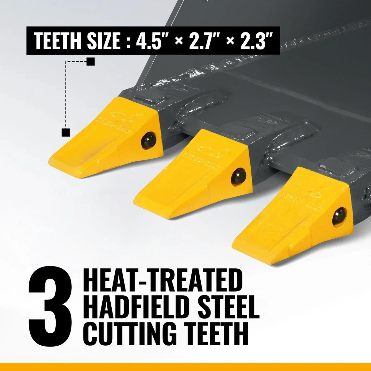 48" Skid Steer Stump Bucket Wrecker with Universal Quick Attach, Bolt-On Cutting Teeth, SBE53